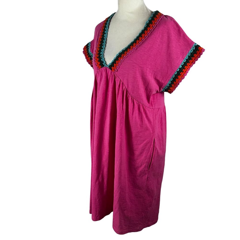 Boden Pink Crochet Trim Empire Waist Dress with Pockets Size 8P - Picture 4 of 12